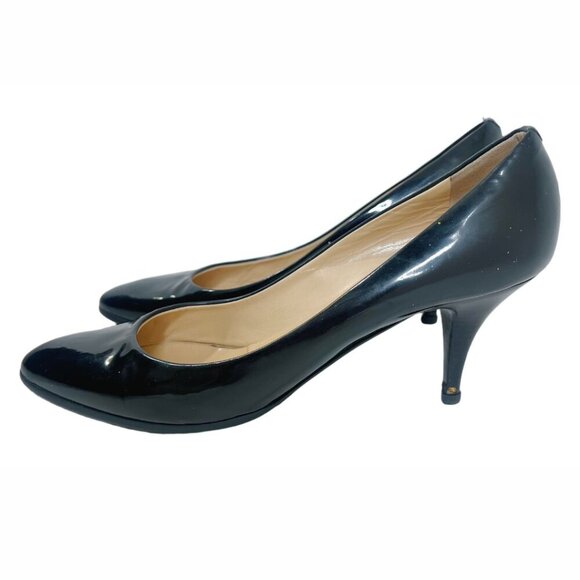 Giuseppe Zanotti Design Black Patent Leather Rounded Toe Pumps Heels Size 9 - Picture 1 of 14